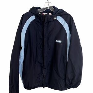 Coleman L/XL windbreaker rain jacket with hood NAVY BLUE